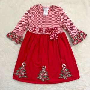 Bonnie Jean Holiday Dress with Tree Accents